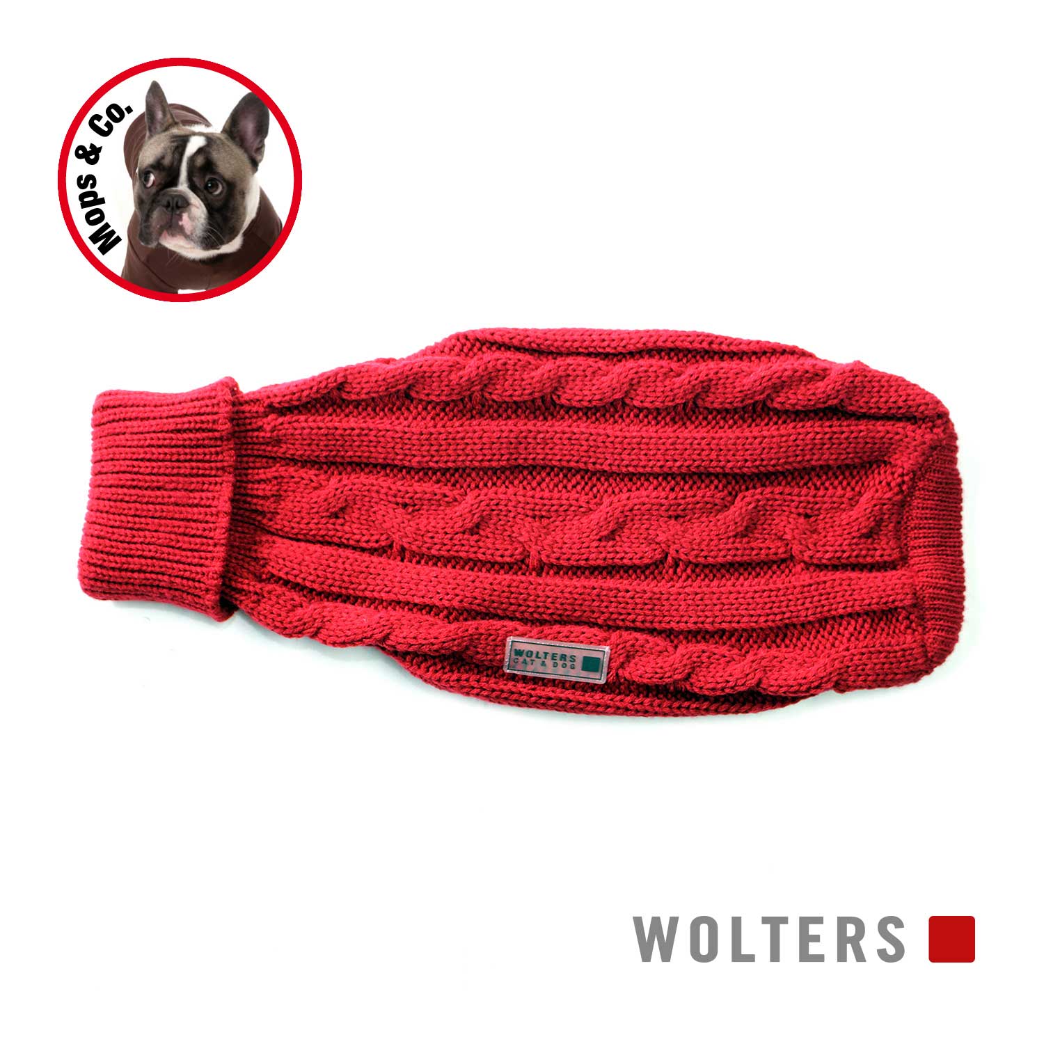 Wolters Zopf-Strickpullover für Mops & Co. - rot
